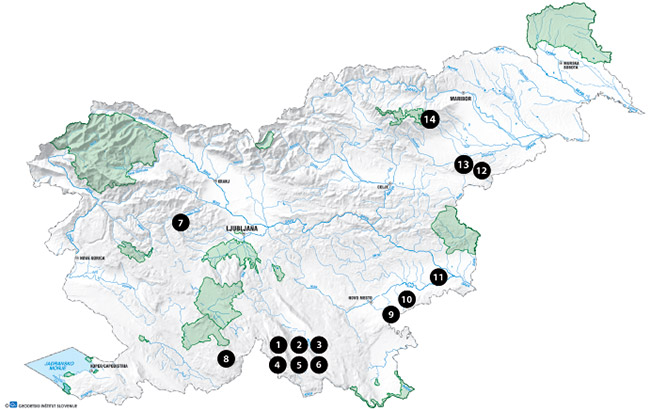 Lokacije pragozdov v Sloveniji